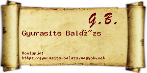Gyurasits Balázs névjegykártya